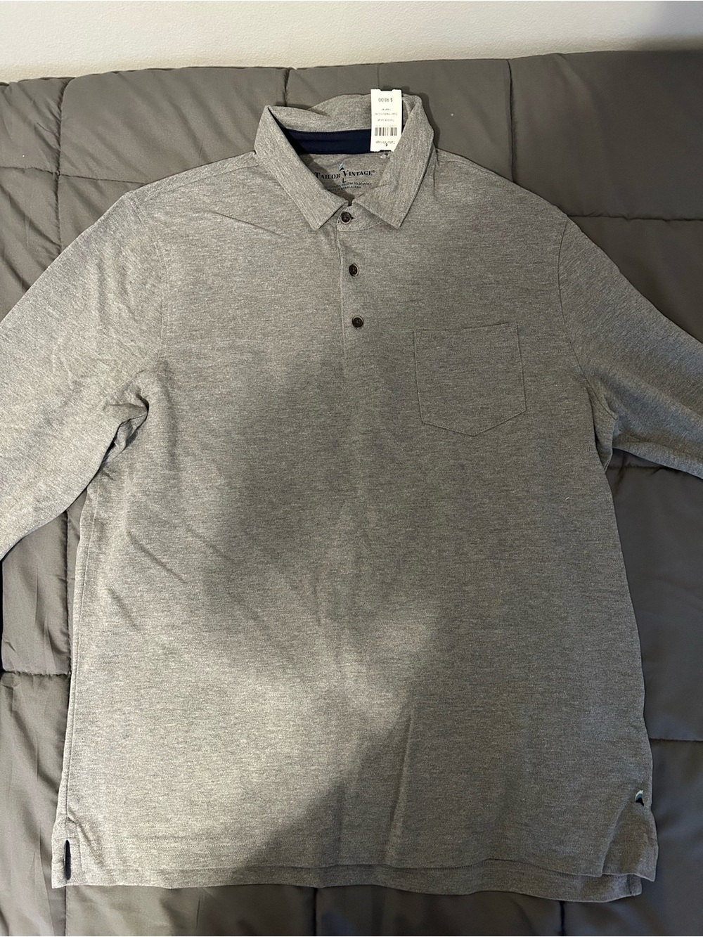Tailor Vintage Heather Gray Long-Sleeve Polo